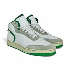 NIB Saint Laurent YSL SL/80 Mid Top Sneakers Men EU 43 US 10 White Gray Green